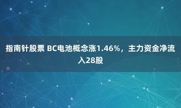 指南针股票 BC电池概念涨1.46%，主力资金净流入28股
