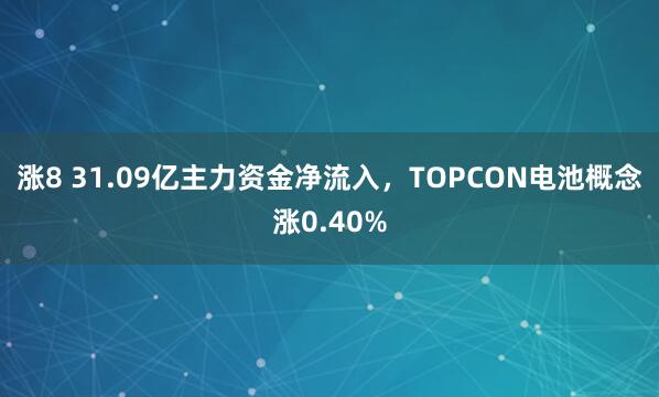 涨8 31.09亿主力资金净流入，TOPCON电池概念涨0.40%