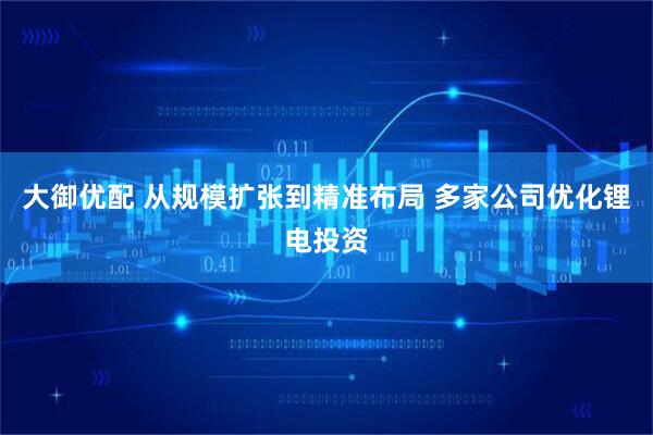 大御优配 从规模扩张到精准布局 多家公司优化锂电投资
